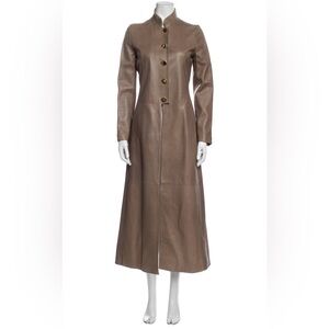 Moschino Taupe Full-Length Lamb Leather Coat